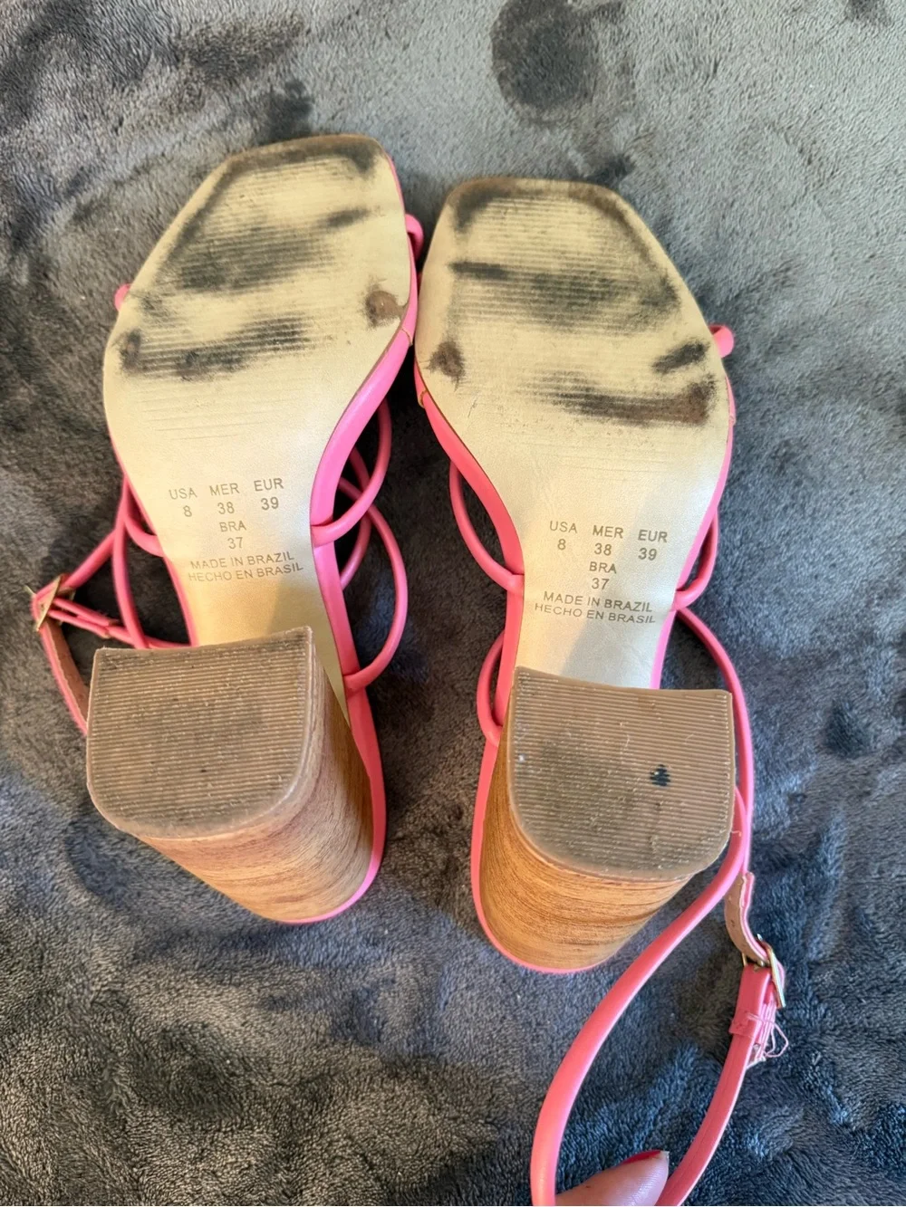 Hot Pink Strappy Block Heel Sandal